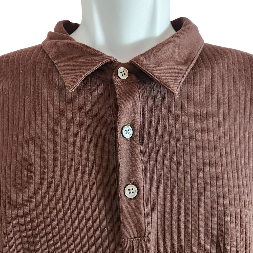 Banana Republic Mens Brown Ribbed Long Sleeve‎ Polo Shirt XXL NWT Preppy Casual